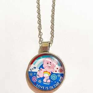 Cheer Care Bear Silver Pendant Necklace